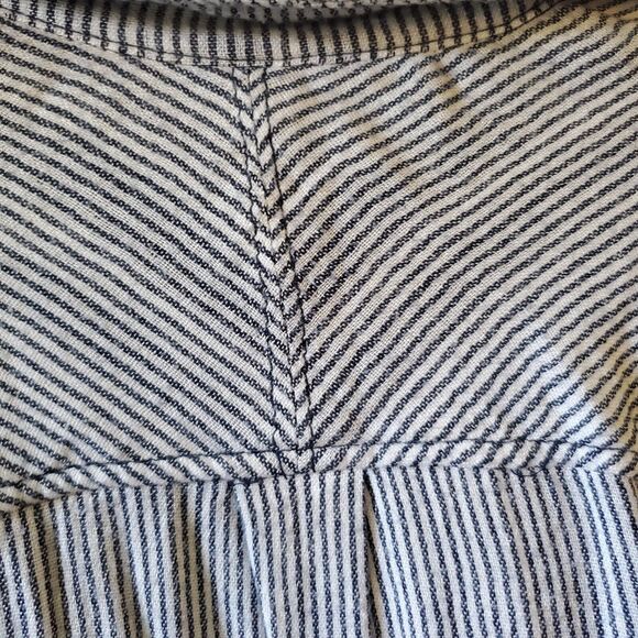 Free People On the Road Stripes Oversize Hi-Lo Hem Oxford Shirt Top S Women - Picture 11 of 12